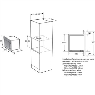 Hisense, 25 L, 1450 W, must - Integreeritav mikrolaineahi grilliga