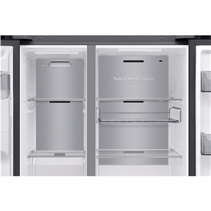 Samsung Bespoke AI Family Hub+, Twin Cooling Plus™, 614 л, высота 179 см, черный - SBS-холодильник