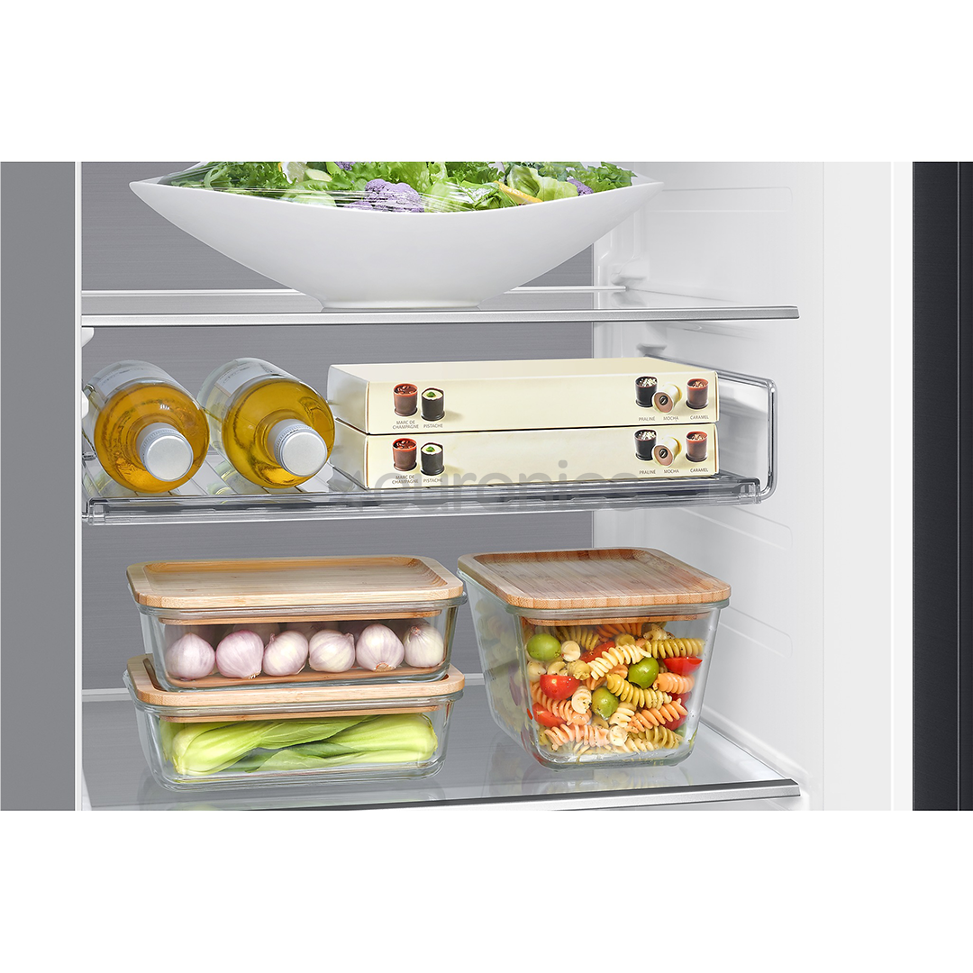 Samsung Bespoke AI Family Hub+, Twin Cooling Plus™, 614 л, высота 179 см, черный - SBS-холодильник