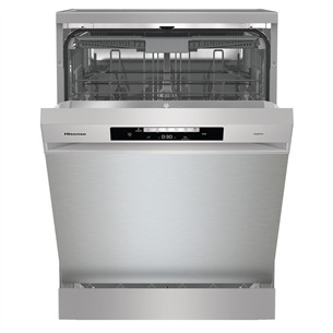Hisense, 16 place settings, width 60 cm, grey - Free standing dishwasher HS643D90X