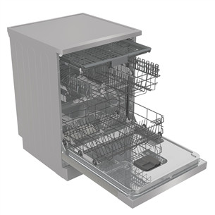 Hisense, 16 place settings, width 60 cm, grey - Free standing dishwasher