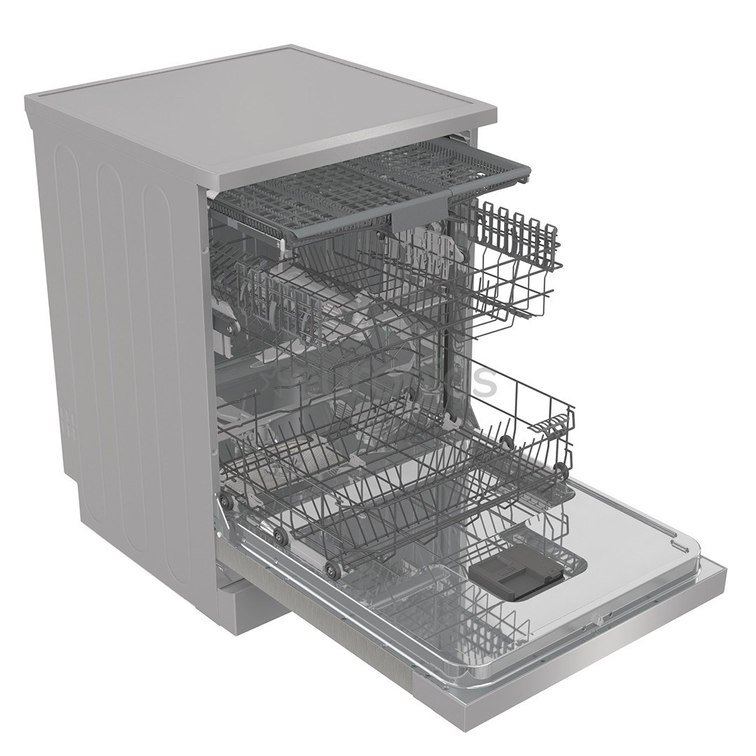 Hisense, 16 place settings, width 60 cm, grey - Free standing dishwasher