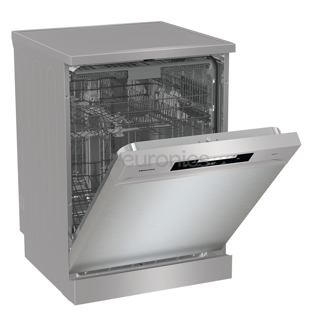Hisense, 16 place settings, width 60 cm, grey - Free standing dishwasher