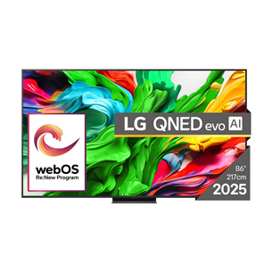 LG QNED86 evo AI, 86'', 4K UHD, QNED, Mini LED, must - Teler
