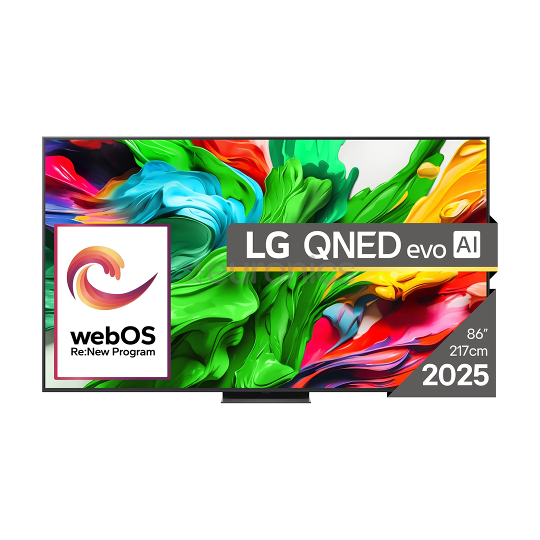 LG QNED86 evo AI, 86'', 4K UHD, QNED, Mini LED, must - Teler