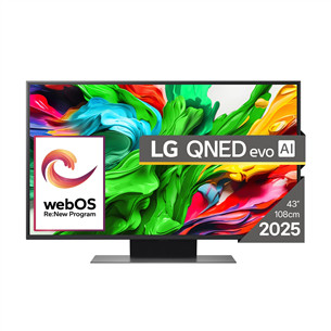 LG QNED86 evo AI, 43'', 4K UHD, QNED, Mini LED, must - Teler 43QNED86A3C.AEU