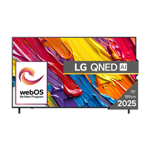 LG QNED82 AI, 75'', 4K UHD, QNED, must - Teler 75QNED82A3B.AEU