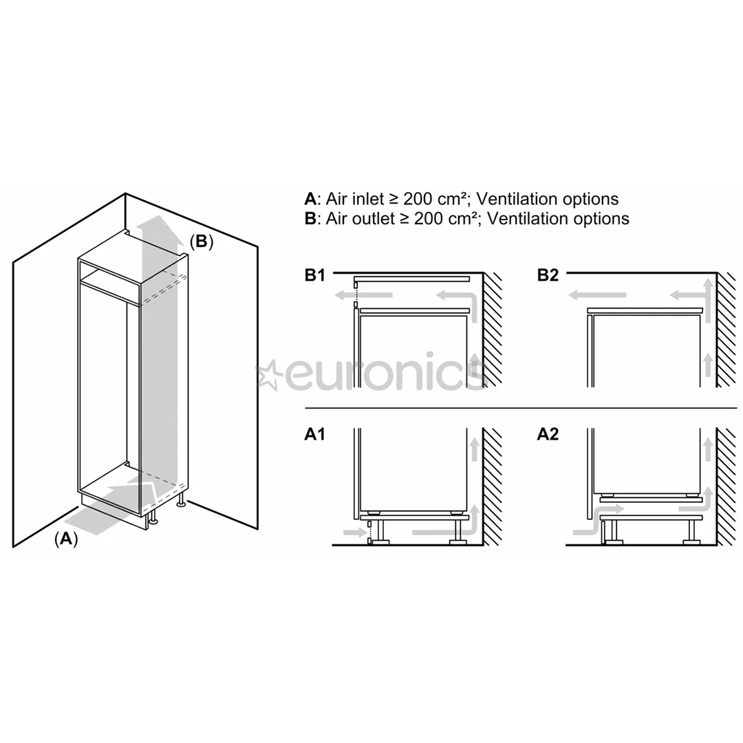 Bosch Series 2, NoFrost, 383 L, height 194 cm - Built-in refrigerator