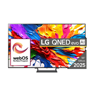 LG QNED93 evo AI, 55'', 4K UHD, QLED, Mini LED, черный - Телевизор 55QNED93A6A.AEUQ