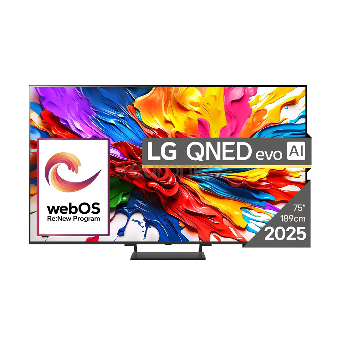 LG QNED93 evo AI, 75'', 4K UHD, QLED, Mini LED, black - TV