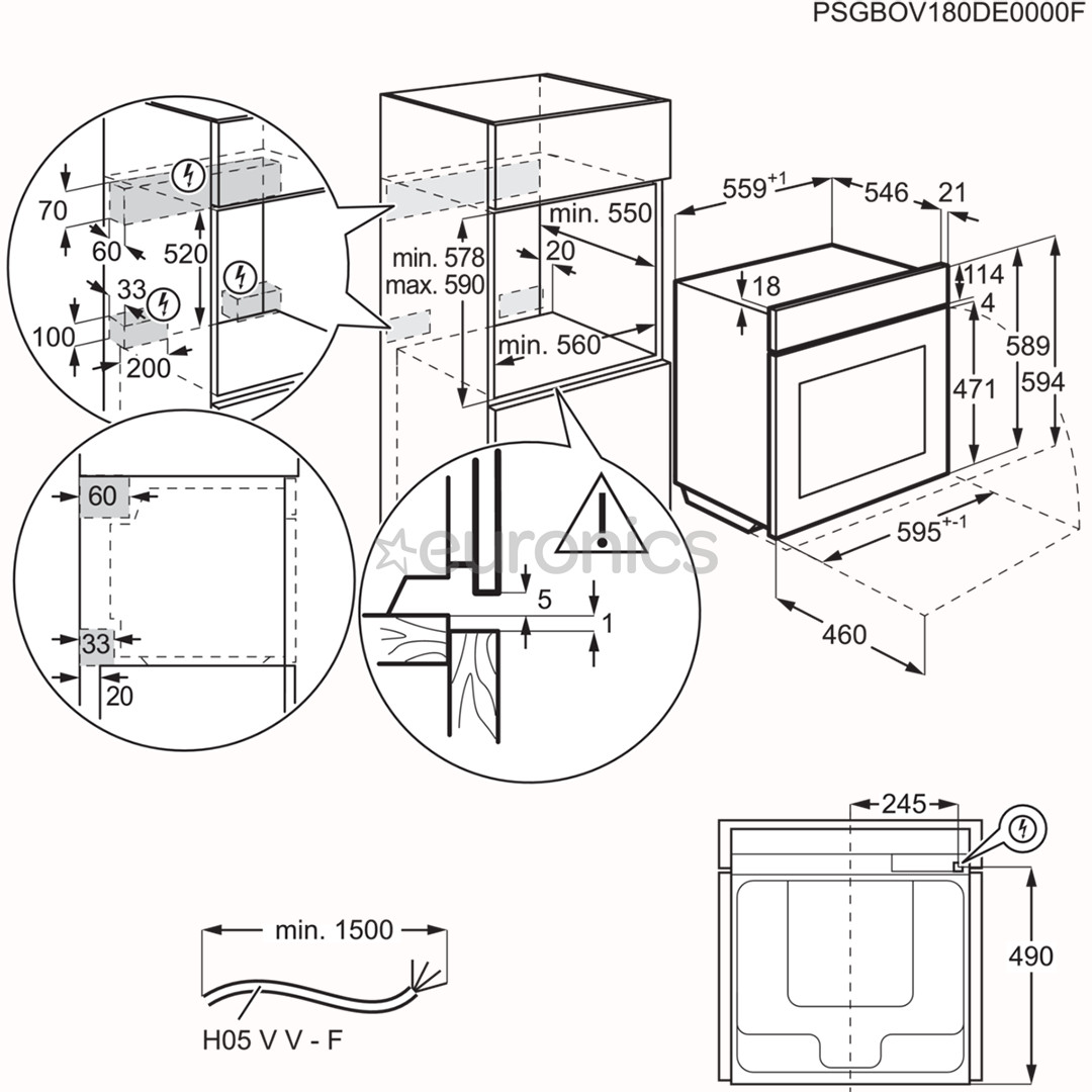 AEG 7000 Seeria MealAssist, 71 L, pürolüütiline puhastus, must - Integreeritav ahi
