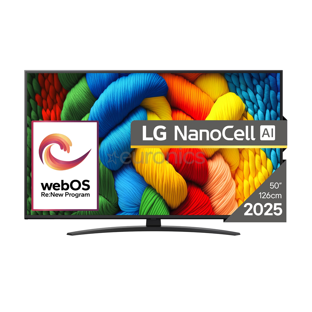 LG NANO81 AI, 50'', LED LCD, NanoCell, черный - Телевизор