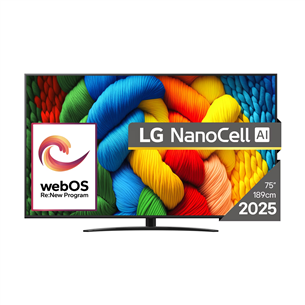 LG NANO81 AI, 75'', LED LCD, NanoCell, черный - Телевизор 75NANO81A3A.AEU