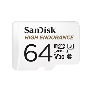 SanDisk High Endurance, MicroSDXC, 64 GB, valge - Mälukaart PR000094633