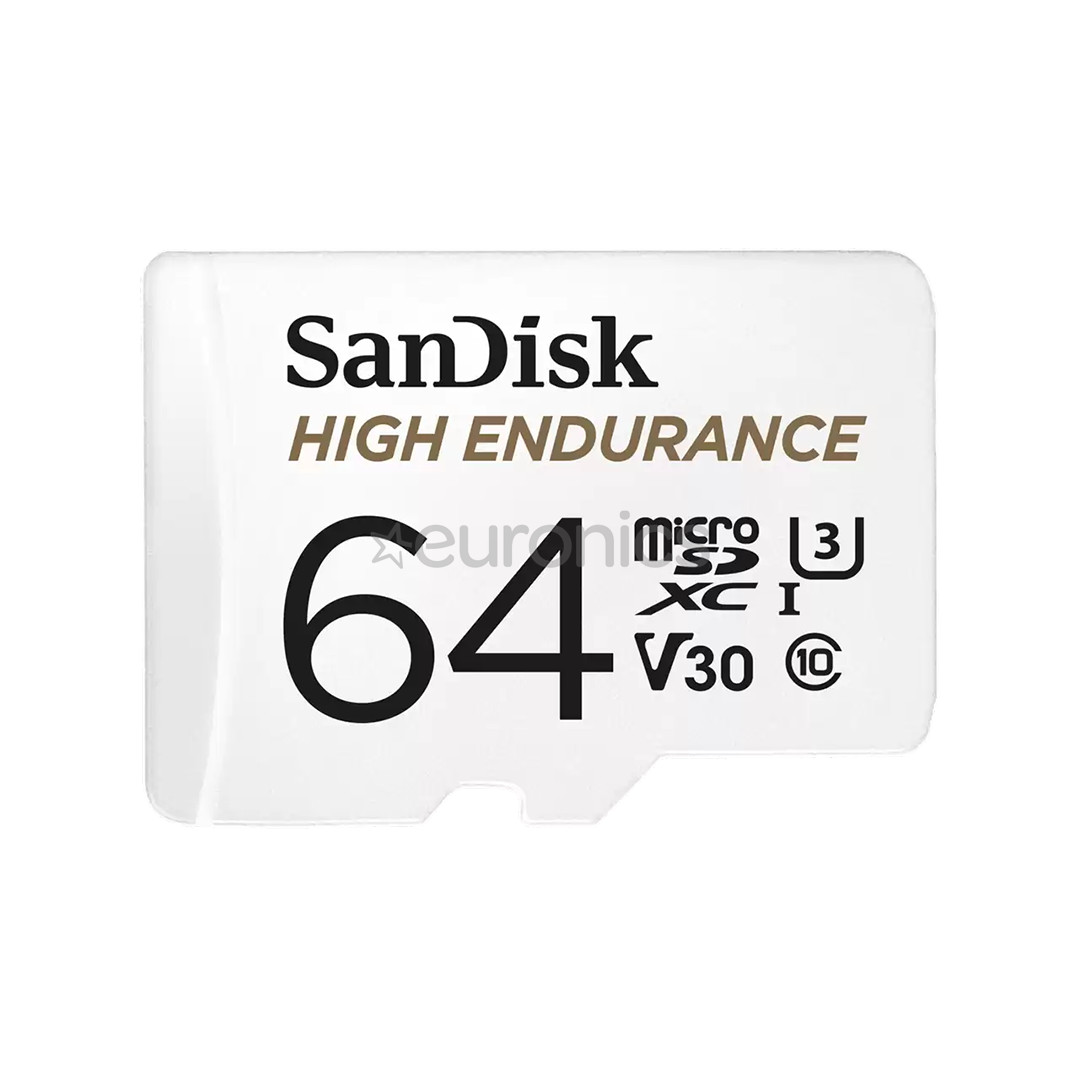 SanDisk High Endurance, MicroSDXC, 64 GB, white - Memory card