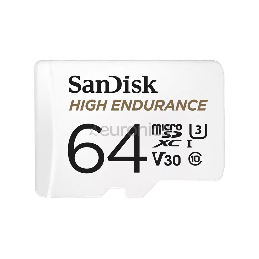 SanDisk High Endurance, MicroSDXC, 64 GB, valge - Mälukaart