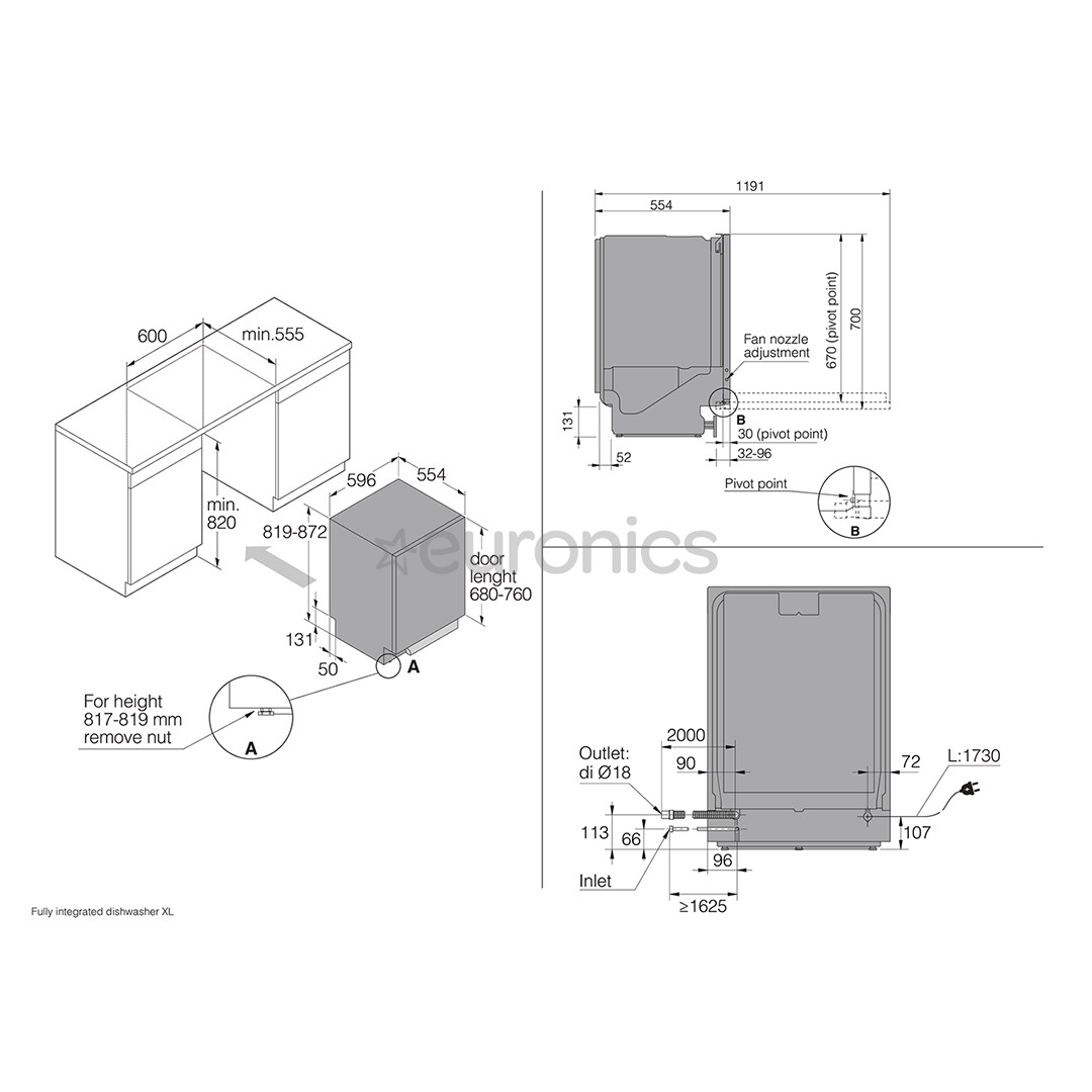 Asko, 14 nõudekomplekti - Integreeritav nõudepesumasin