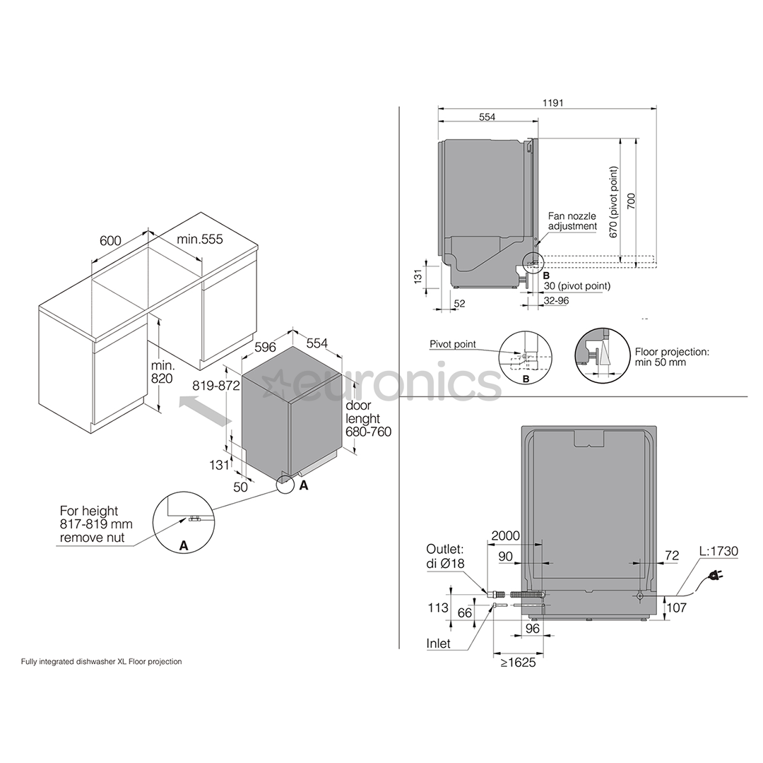 Asko, 14 place settings - Built-in dishwasher