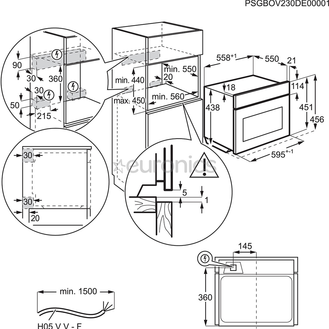 Electrolux, mikrolainefunktsiooniga, 44 L, roostevaba teras - Integreeritav kompaktahi