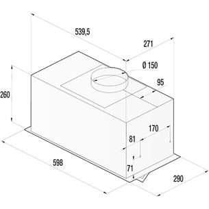 Hisense, 650 m³/h, laius 60 cm, must - Integreeritav õhupuhasti