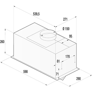 Hisense, 650 м³/ч, ширина 60 см, черный - Интегрируемая вытяжка