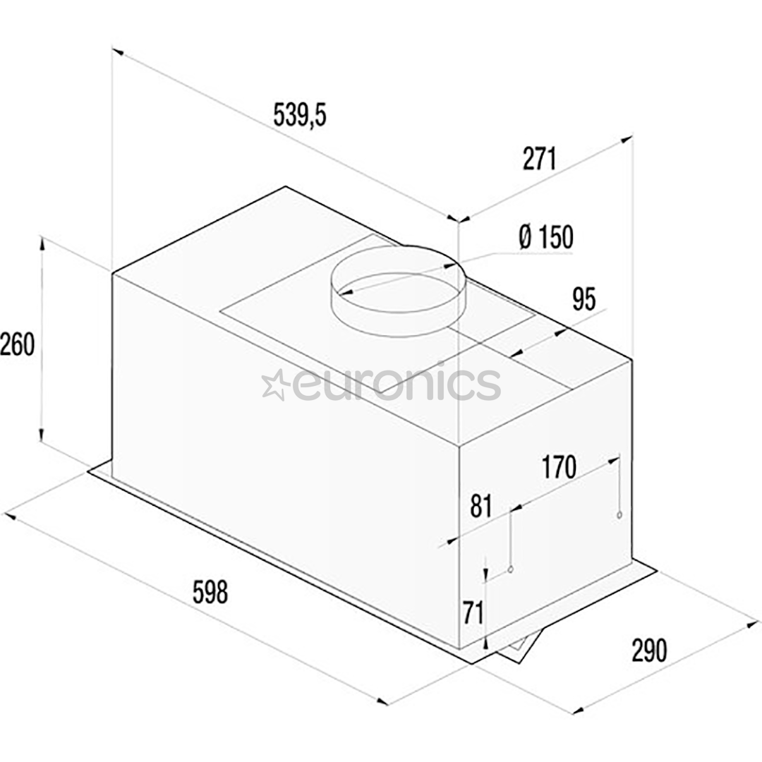 Hisense, 650 м³/ч, ширина 60 см, черный - Интегрируемая вытяжка