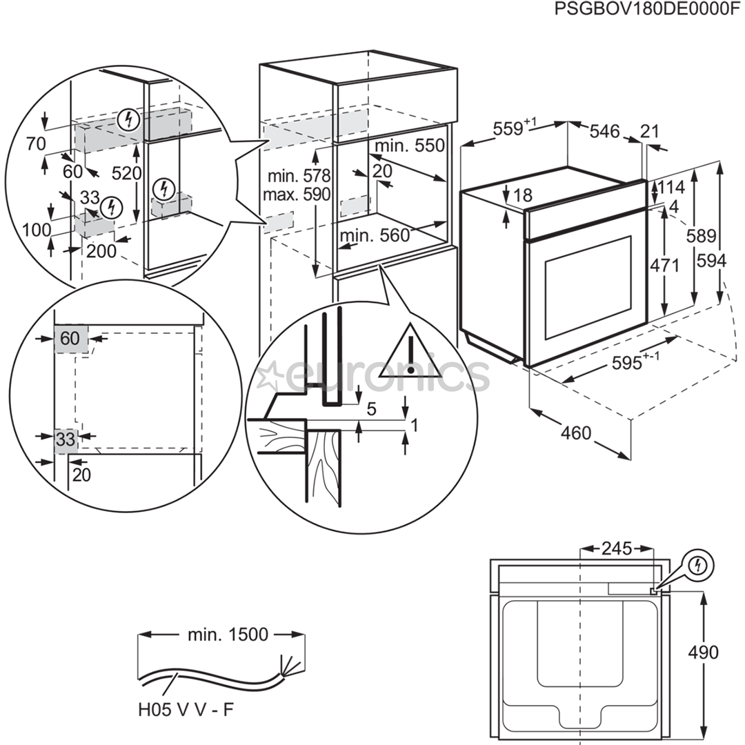 AEG 8000 Seeria Meal Assist, 70 L, must - Integreeritav auruahi