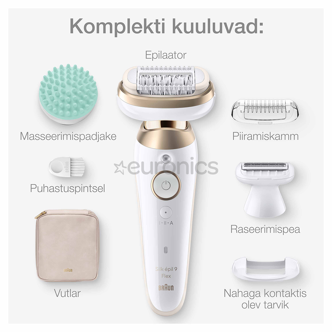 Braun Silk epil 9 Flex, valge - Epilaator