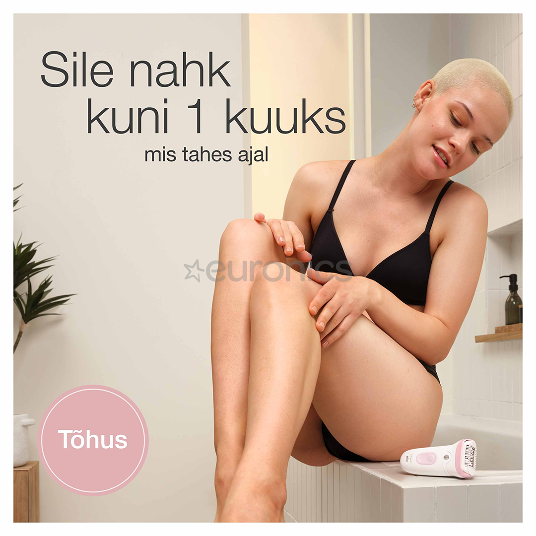 Braun Silk epil 7, märg- ja kuivkasutus, valge/roosa - Epilaator