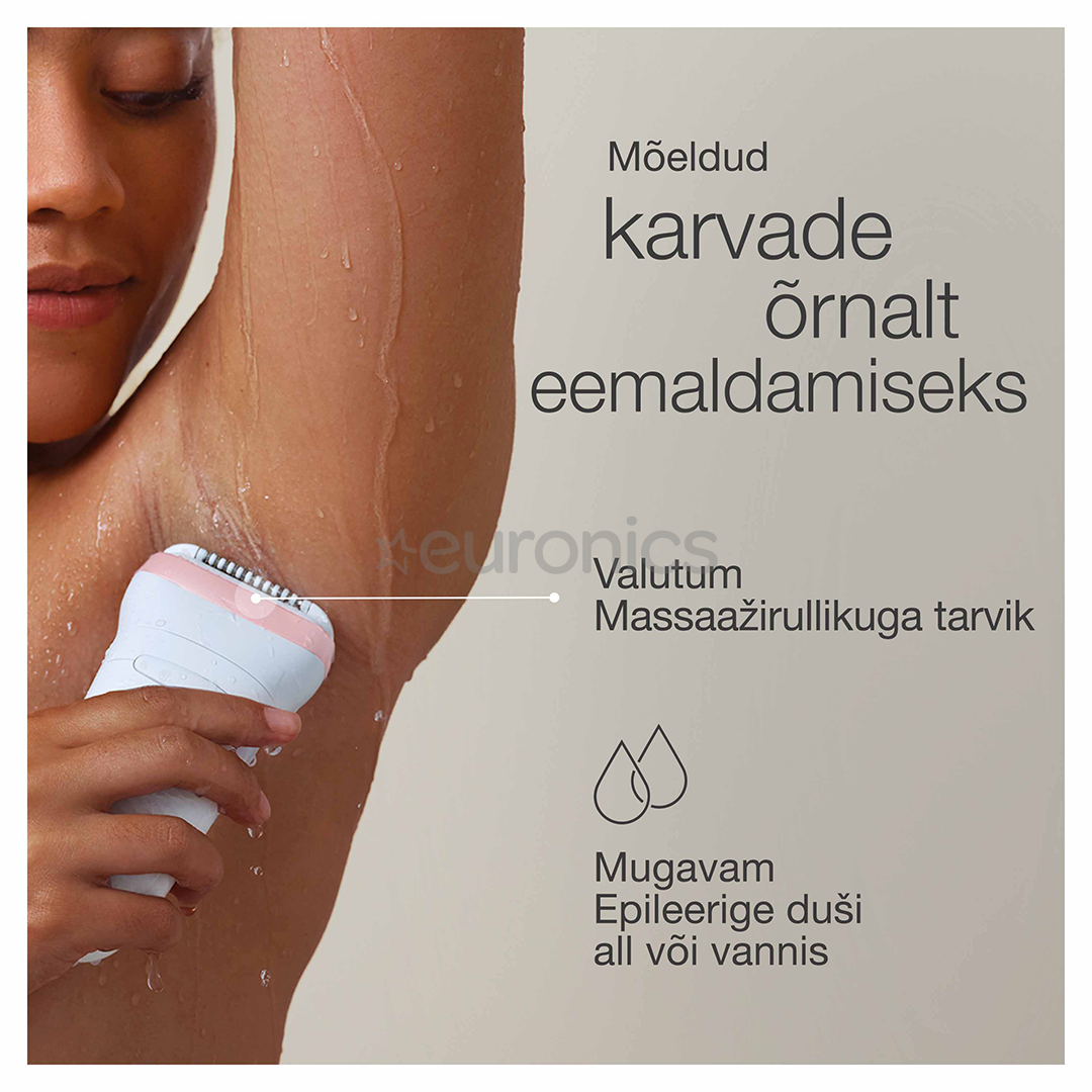 Braun Silk epil 7, märg- ja kuivkasutus, valge/roosa - Epilaator