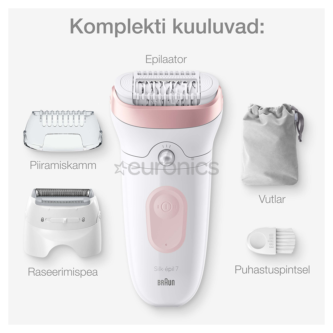 Braun Silk epil 7, белый/розовый - Эпилятор