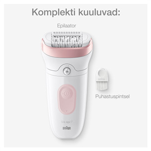 Braun Silk epil 7, сухое и влажное использование, белый/розовый - Эпилятор
