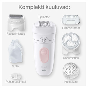 Braun Silk epil 5, сухое и влажное использование, белый - Эпилятор