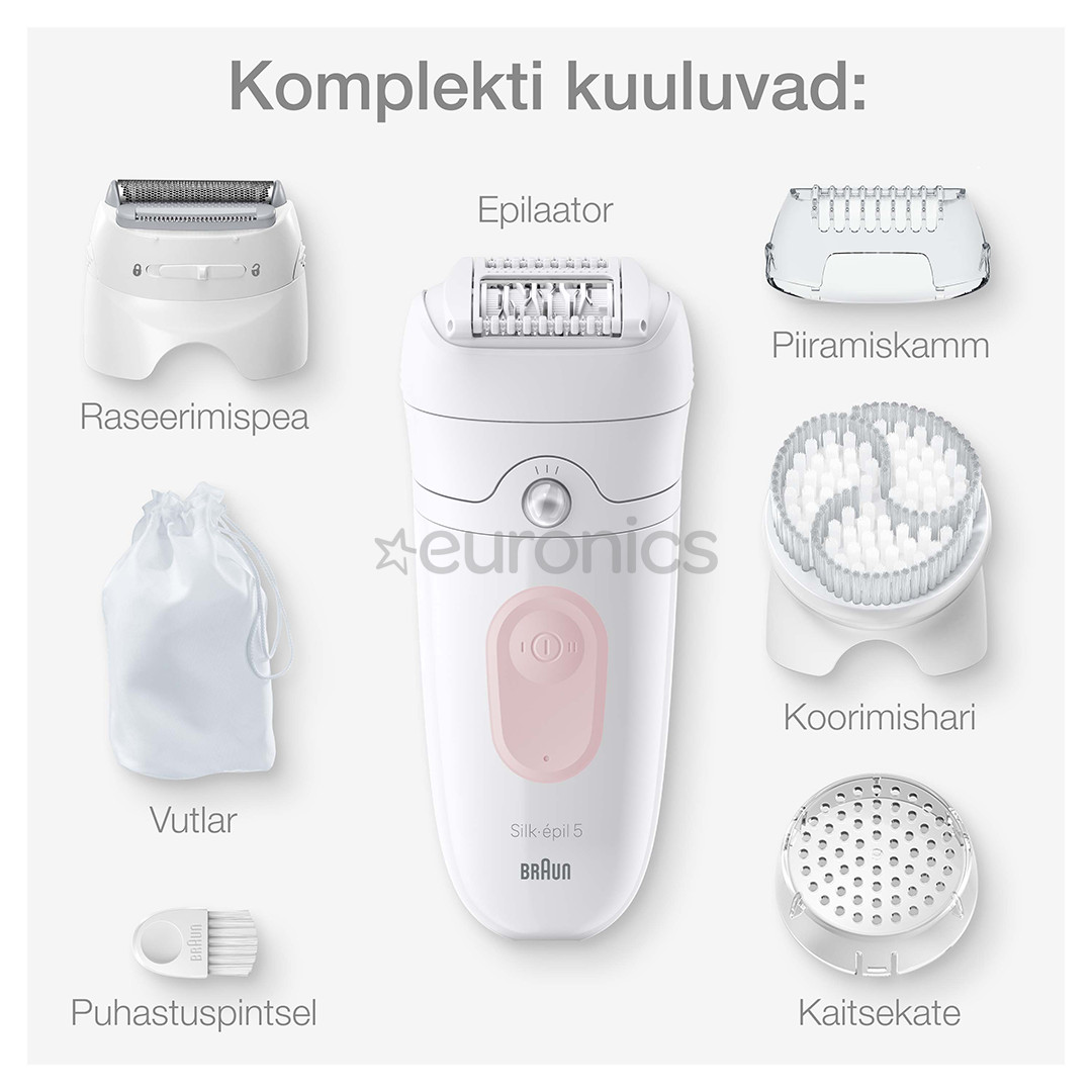Braun Silk epil 5, сухое и влажное использование, белый - Эпилятор