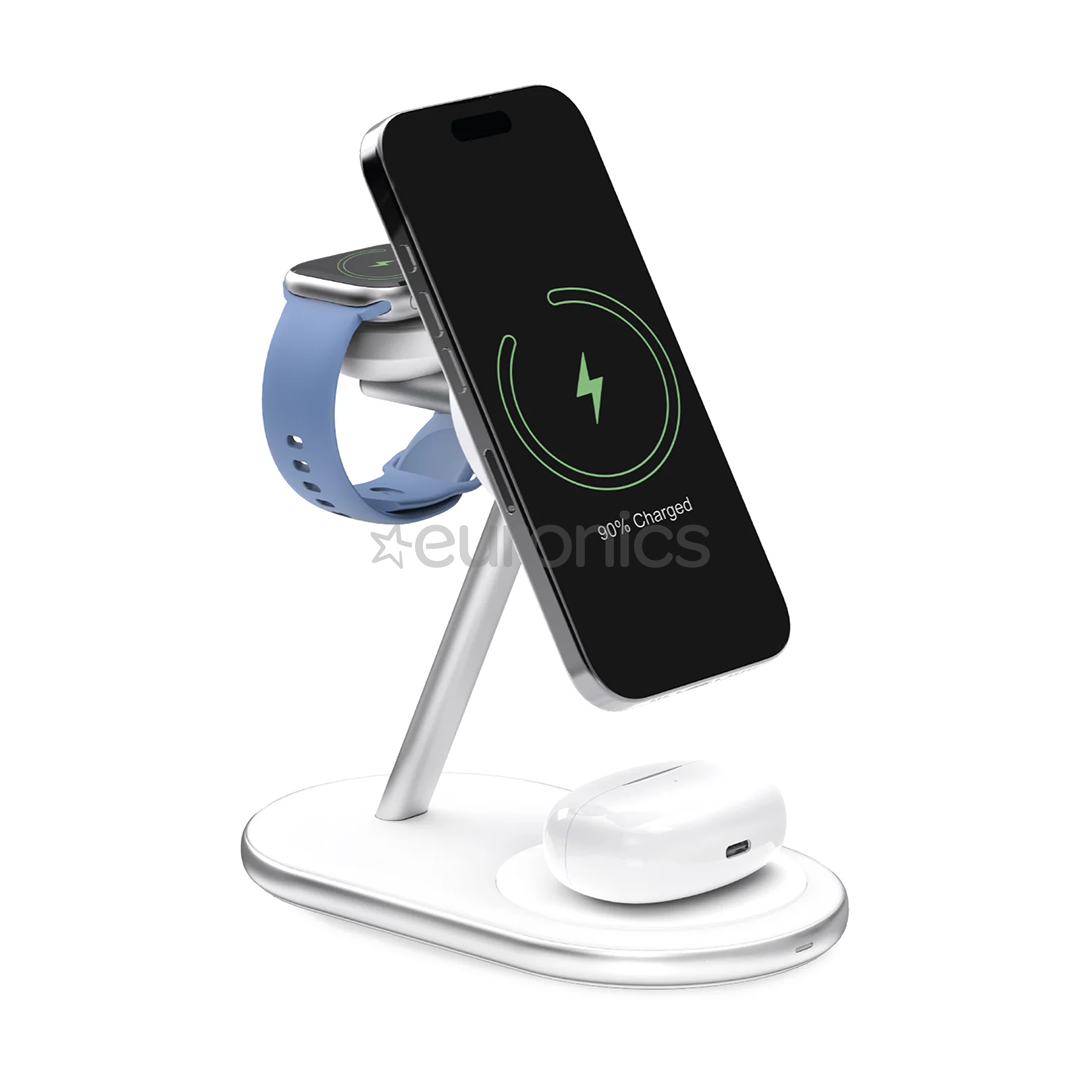 Puro Mag Station 3-in-1 Charging Stand, MagSafe, Qi2, valge - Juhtmevaba laadija