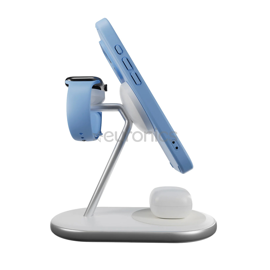Puro Mag Station 3-in-1 Charging Stand, MagSafe, Qi2, valge - Juhtmevaba laadija