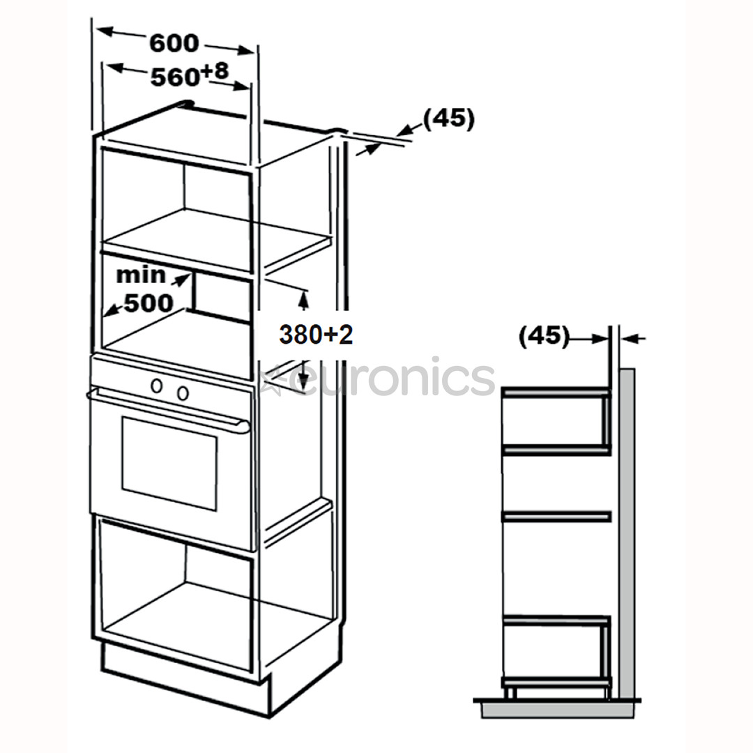 Beko, 25 л, 1450 Вт, белый - Интегрируемая микроволновая печь с грилем