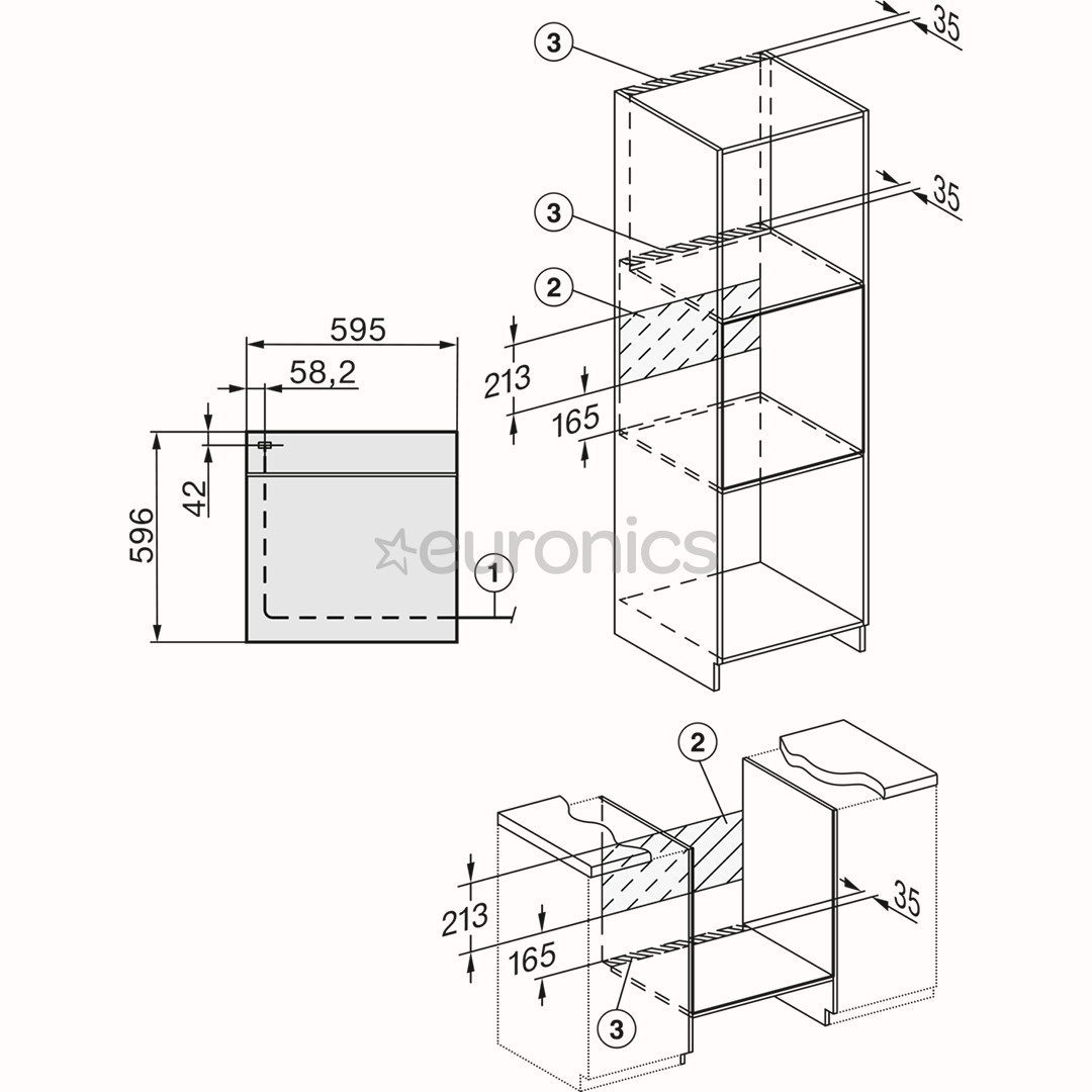 Miele, 76 L, pyrolytic cleaning, black - Built-in oven