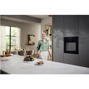 Miele, 76 L, pyrolytic cleaning, black - Built-in oven