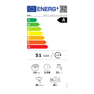 Beko, 10 кг + 10 кг - Стиральная машина + сушильная машина