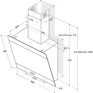 Whirlpool, 650 m³/h, width 60 cm, white - Cooker hood