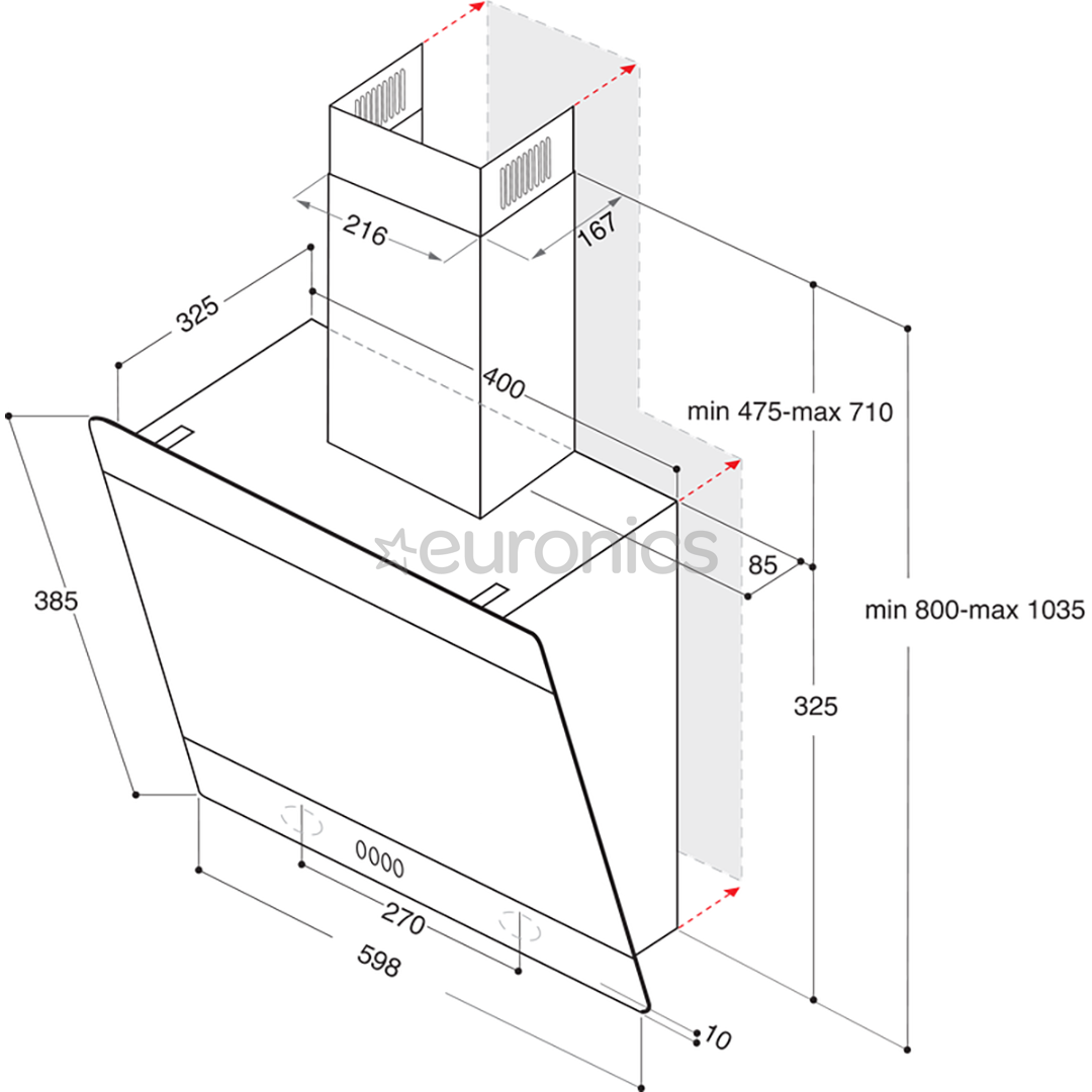 Whirlpool, 650 m³/h, width 60 cm, white - Cooker hood