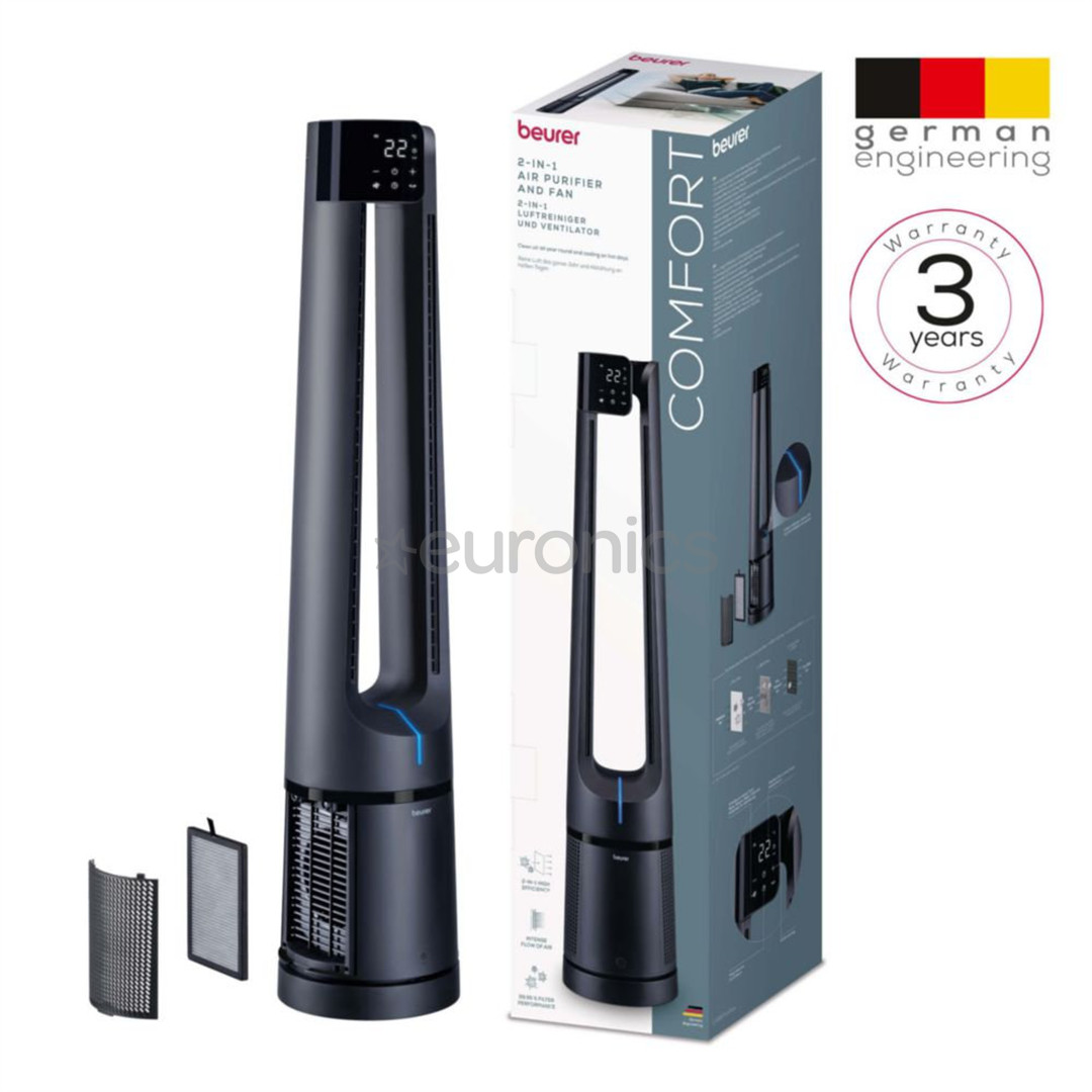 Beurer PureFlow 2-ühes, tumesinine - Õhupuhastaja-ventilaator