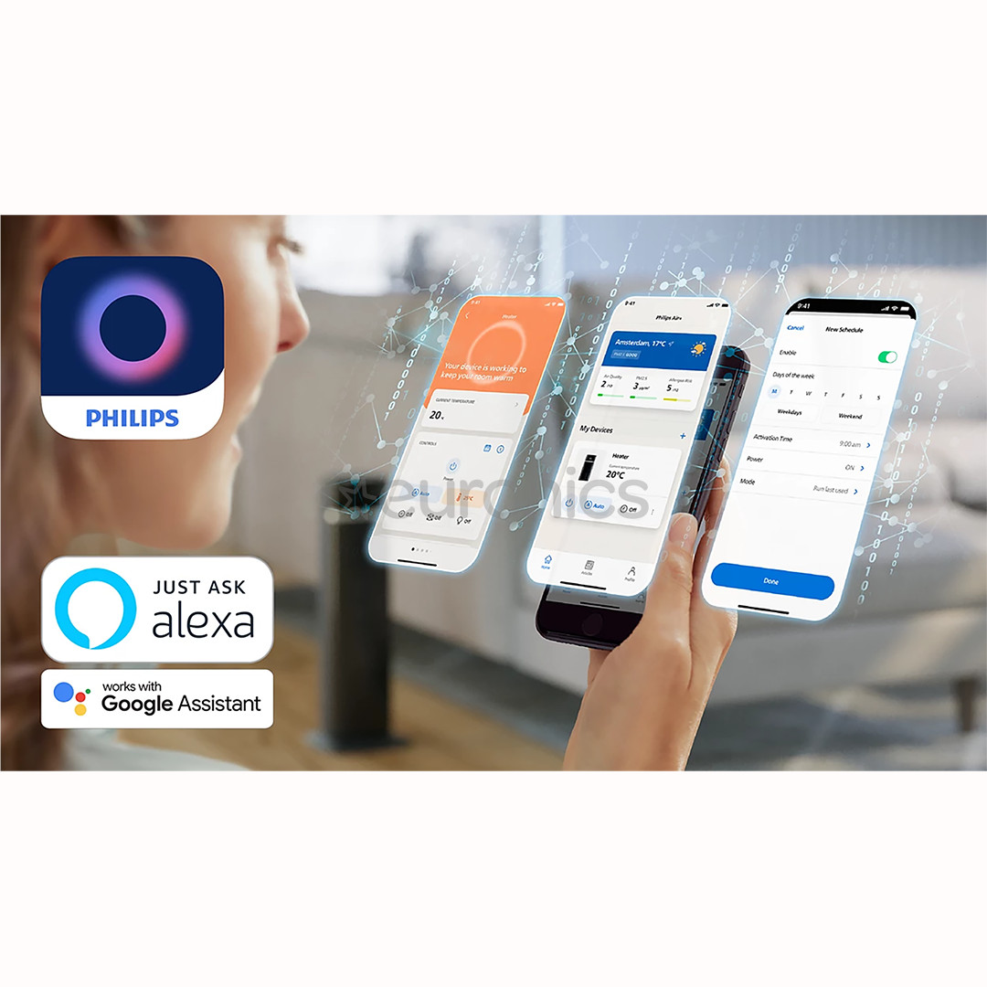 Philips 5000 series, 2000 W, dark grey/black - Tower Ceramic heater