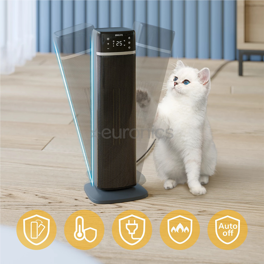 Philips 5000 series, 2000 W, dark grey/black - Tower Ceramic heater