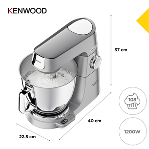 Kenwood Titanium Chef Baker XL, 7 L / 5 L, 1200 W, hõbedane - Köögikombain