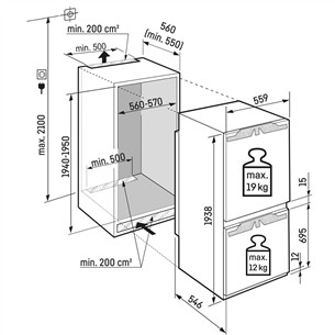 Liebherr Plus BioFresh NoFrost, 274 L, kõrgus 194 cm - Integreeritav külmik