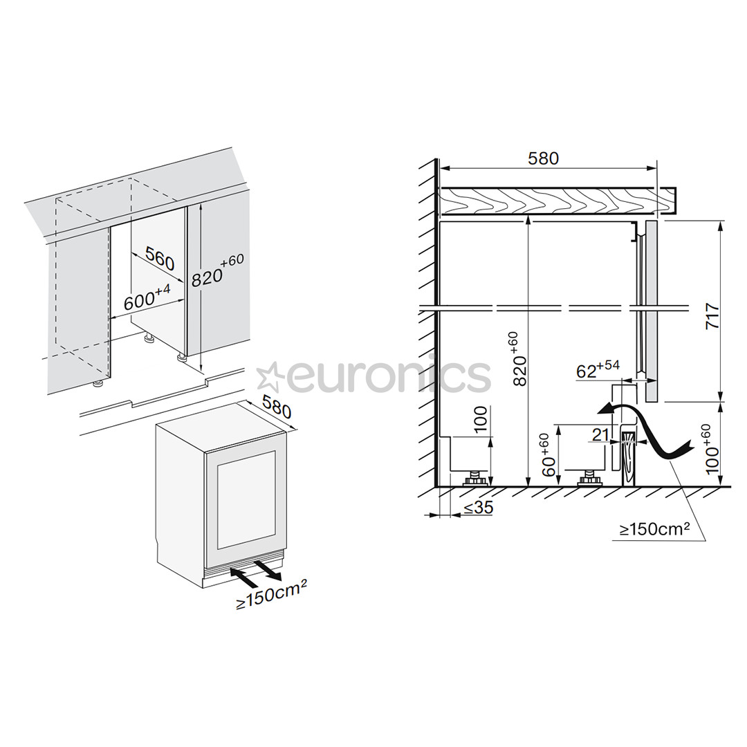 Miele, 32 bottles, height 82 cm, black - Built-in Wine Cooler