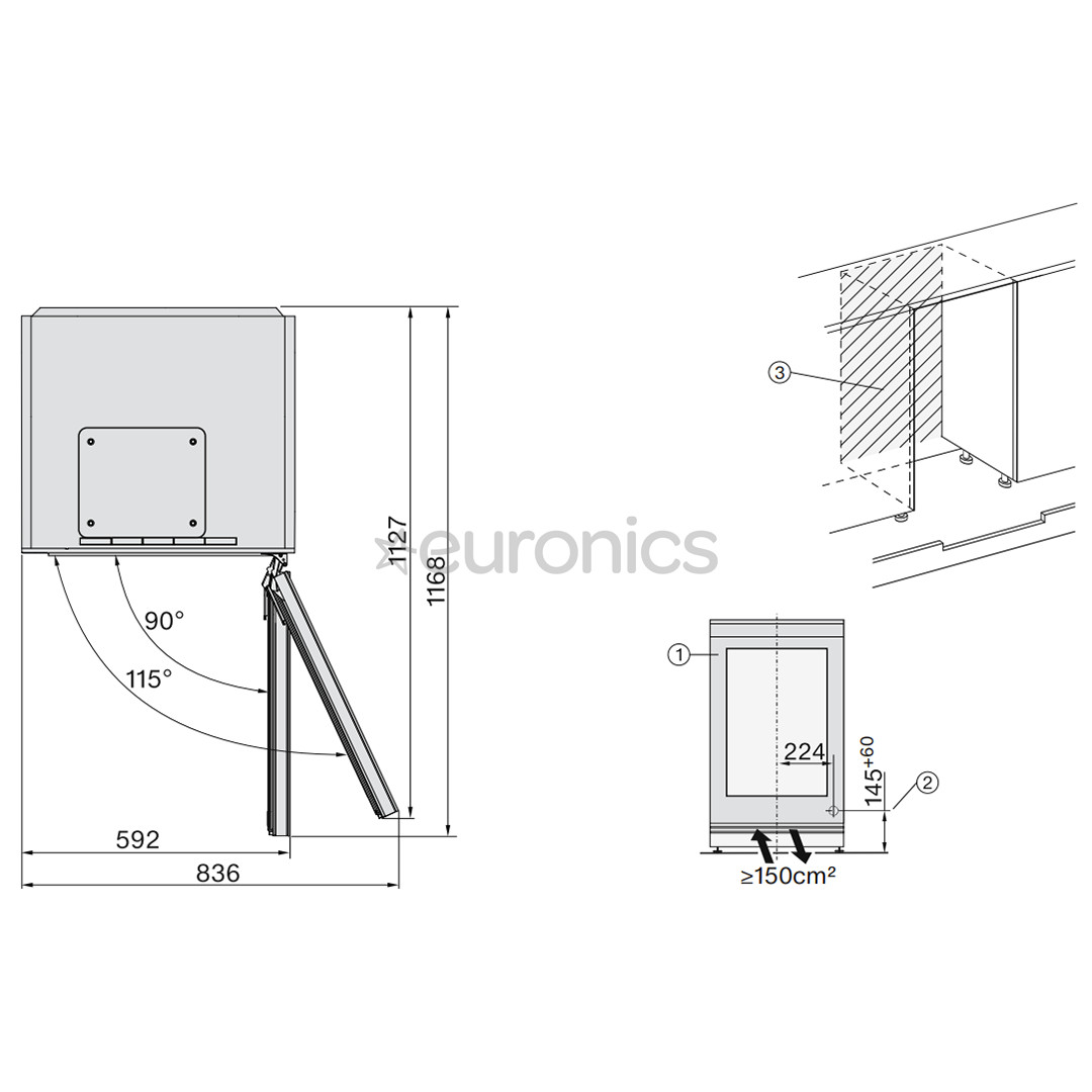 Miele, 32 bottles, height 82 cm, black - Built-in Wine Cooler