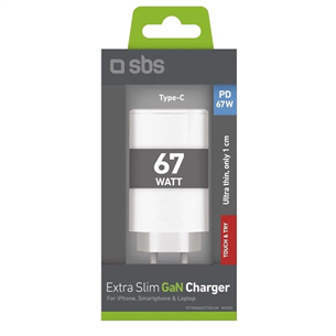 SBS Wall Charger, 2xUSB-C, 67 Вт, белый - Зарядное устройство
